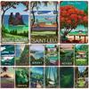 Nordic Travel Poster Aesthetic Vacation Illustration Metal Tin Sign Plaque Wall Mural Plates Home Decoration Kawaii Room Decor