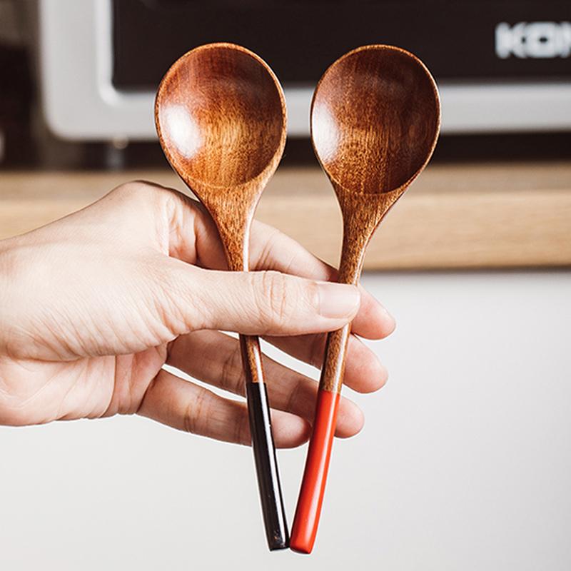 2 шт. Деревянные ложки, чайная ложка из натурального дерева, кофейная ложка, маленькая деревянная ложка для рисового супа, десертная ложка для детей, парные ложки, подарочная посуда