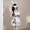 Sexy Lingerie Sexy Pink Cow Uniform Suit Bunny Maid Cosplay Pajamas