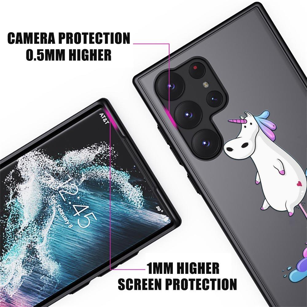 Чехол S23 Ultra для Samsung Galaxy S23 S22 Ultra S20 S21 FE Plus S10 Lite S24 Чехол для телефона Матовый Прозрачный Чехол Забавные Единороги Радуга