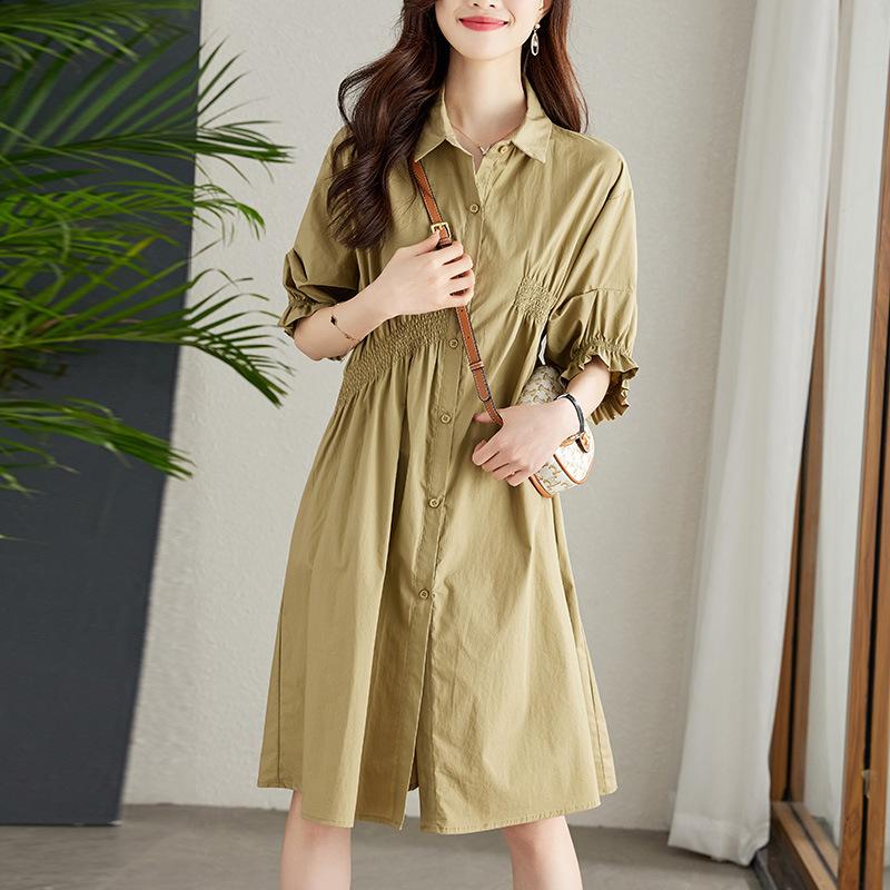 Платье с тонкой талией, средней длины, с рукавами-фонариками, асимметричная плиссированная рубашка-юбка, женская летняя дизайнерская юбка