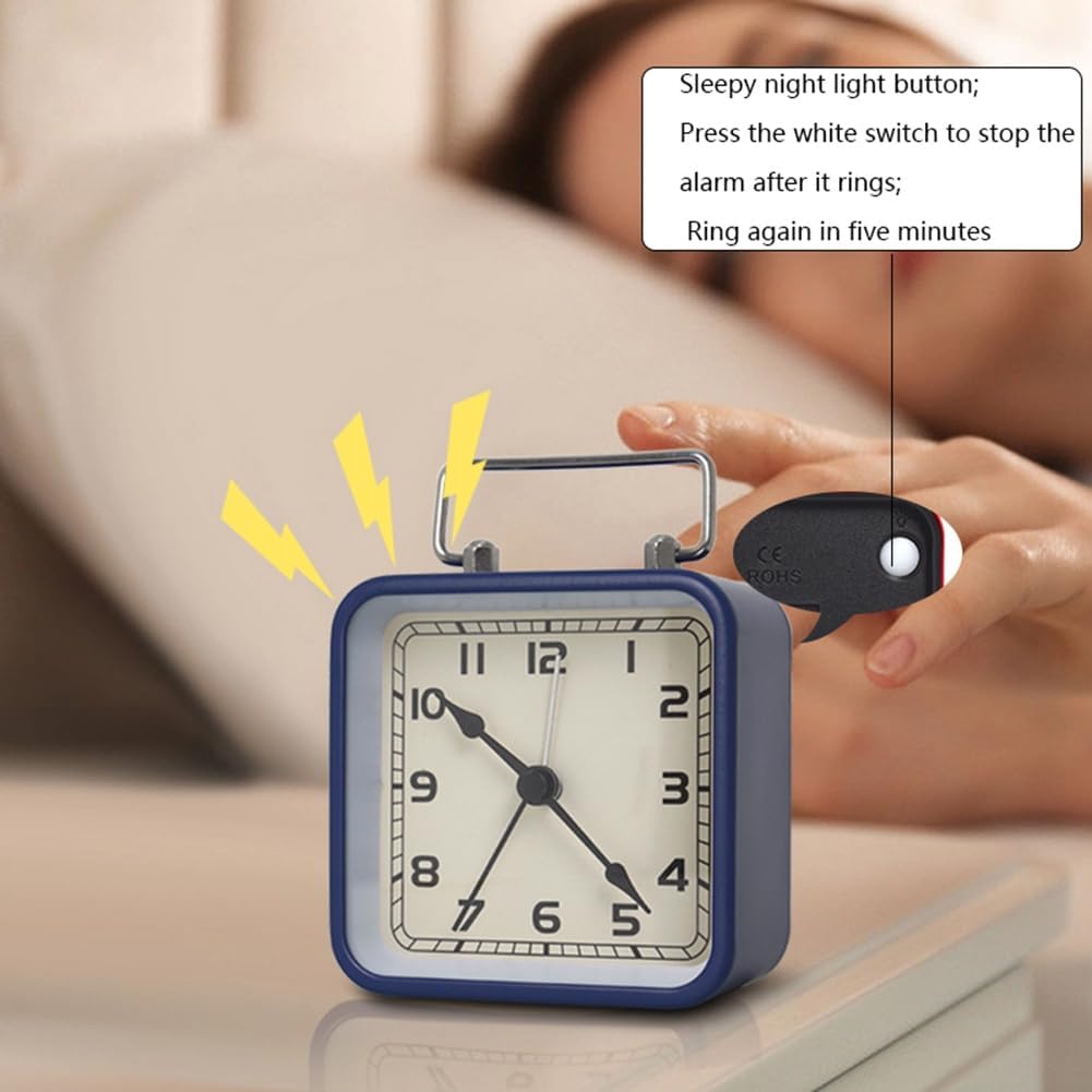 3,5-дюймовый винтажный аналоговый бесшумный будильник с функцией повтора сигнала, не тикающий, небольшой квадратный прикроватный будильник для стола, гостиной