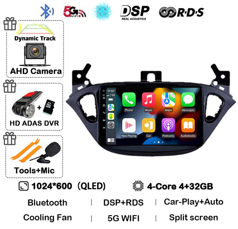Android 14 Carplay Auto WIFI+4G для Opel Corsa E 2015-2019 для Opel Adam 2013-2016 автомобильное радио GPS мультимедиа видеоплеер стерео
