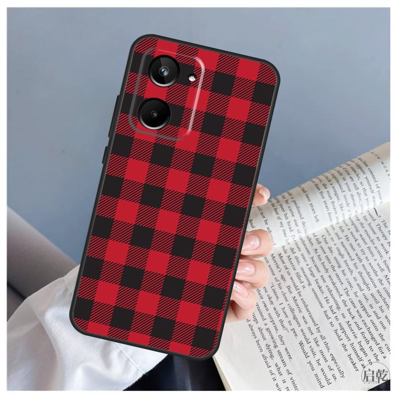 Buffalo Plaid Pattern For Realme C61 C63 C71 C55 C67 C51 C75 C65 C53 C35 11 12 13 14 Pro Plus GT6 GT7 15 Pro Case