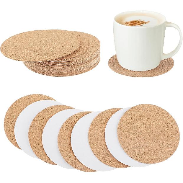 16 Pcs Self-Adhesive Cork Round, 3"" x 3"" Cork Coasters, Cork Backing for Coasters Mini Cork Board for DIY Coasters, Wall, Mat, Tiles, Ceramic