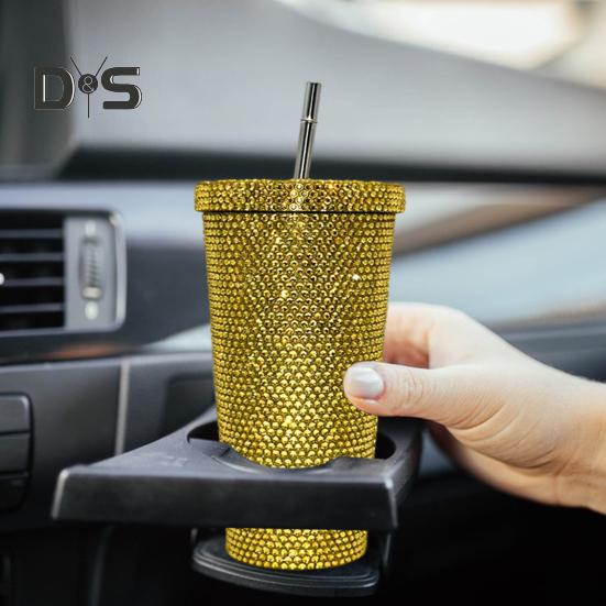 Термокружка со стразами из нержавеющей стали, термостакан с крышкой и соломинкой, бутылка для воды со сверкающими стразами, подарок на День святого Валентина
