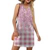 Женский летний повседневный сарафан без рукавов с V-образным вырезом и принтом в клетку для пляжного отдыха