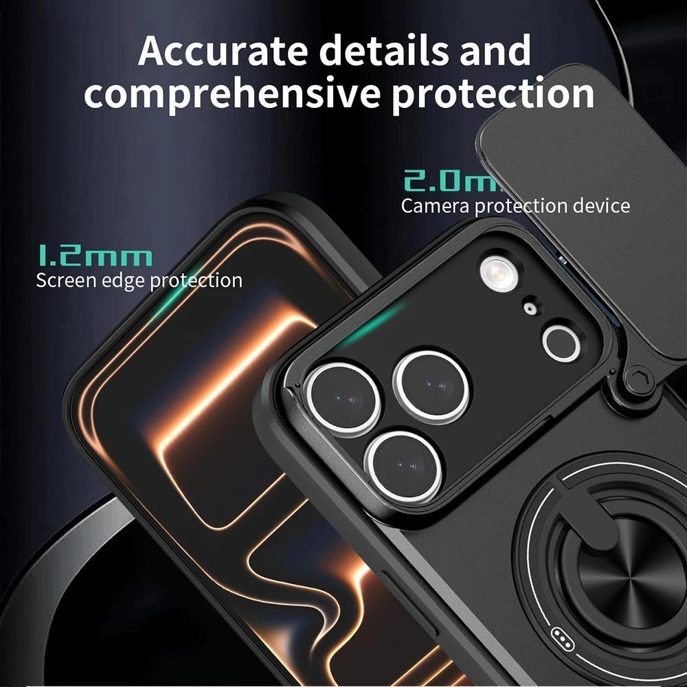 Прочный ударопрочный чехол Funda для iPhone 17 Air 16 11 12 13 14 15 Pro Max Чехол Броня Поворотная крышка объектива камеры Кольцо-подставка Capa Funda