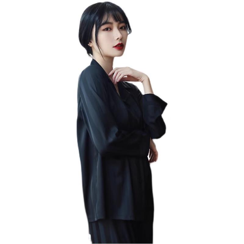 Мужской и женский комплект полосатой пижамы Langsha из ледяного шелка