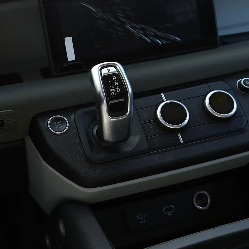 Для Land Rover Defender 90 110 20-25 ABS Углеродное волокно/Серебристый/Дуб с текстурой дерева Накладка на ручку переключения передач Наклейки Автоаксессуары