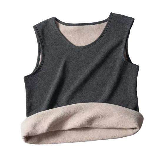 Men Vest V-Neck Sleeveless Slim Fit Pullover Tops Solid Color Casual Base Shirt Thickened Velvet Lining Camisole