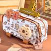 INS Capybara Four-layer Large Capacity Pen Bag Cute Cartoon Pencil Case Stationery Organizer Storage Bag For Students Gift