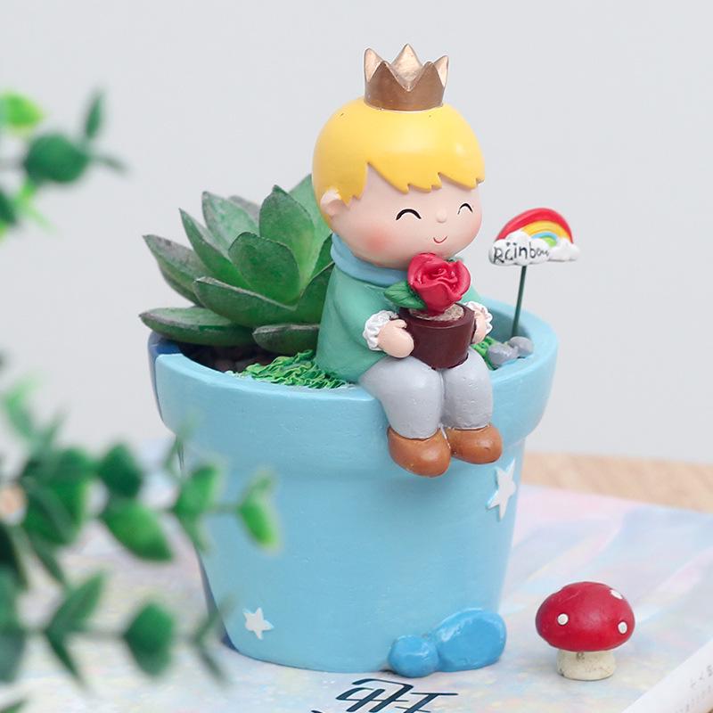 Charming Little Prince Fairy Tale Flower Pot for Succulents - Creative Desktop Decor