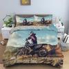 Motocross King Queen Bedding Set For Boys Adults Off-road Race Motorcycle Duvet Cover Dirt Bike Rider Polyester Comforter Cover