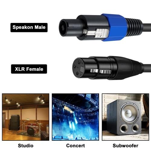 Poyiccot Speakon To XLR Conversion Cable, 18 AWG 2-Wire Connector [Speakon Male To XLR Female] Speaker Cable, Audio Cable for Pro DJ PA, Gig Stage Mic