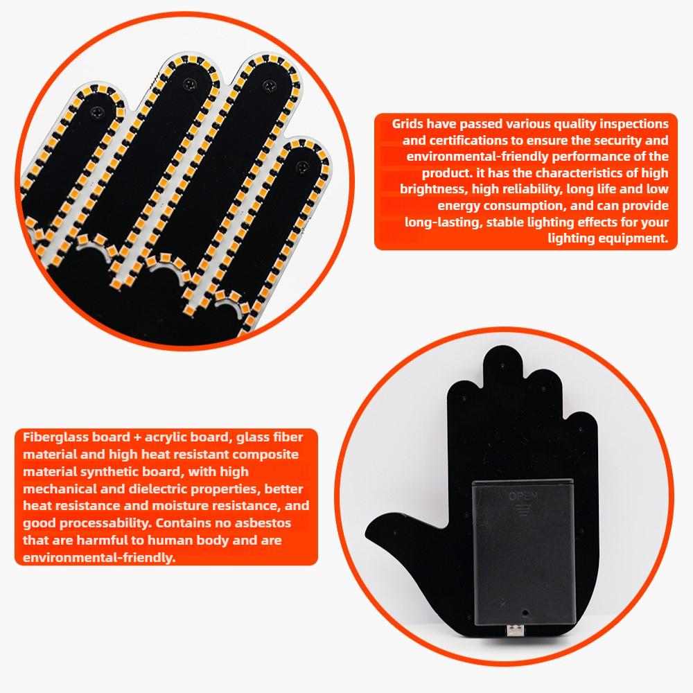 Car LED Finger Gesture Light for Rear Window LED Fun Interactive Gestures Palm Light Decoration