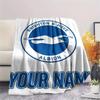 1PC Custom Name Brighton&Hove Albion Patterned Flannel Blanket Suitable For All Seasons for Home Decor Warmth and Comfort Gifts Holiday Present