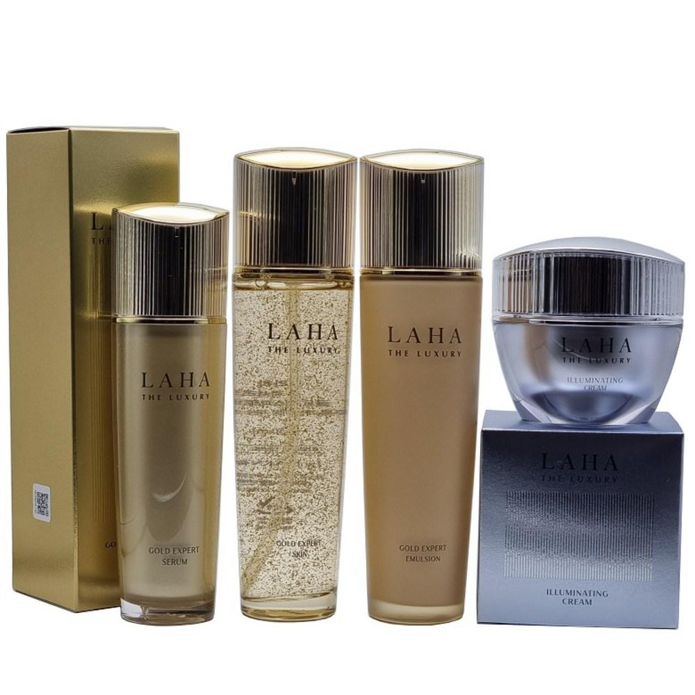 ISA KNOX Laha The Luxury Gold Expert 4 типа (кожа + эмульсия + сыворотка + осветляющий крем)