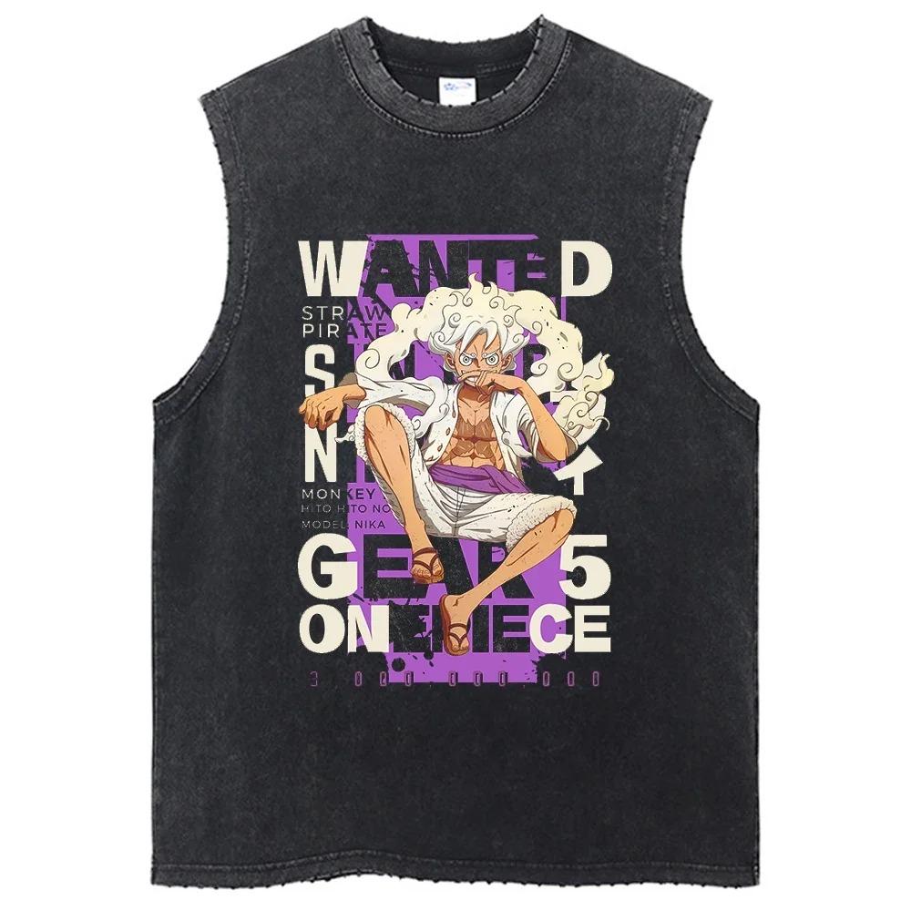 Цельный жилет, стираная футболка, аниме-майка с принтом «Кишки», хлопковая уличная свободная трендовая футболка без рукавов, мужская одежда
