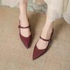 French Soft Leather Pointed Light Mouth High Heels Women's 2025 Early Spring New Retro One-word with Mary Jane Stiletto Shoes