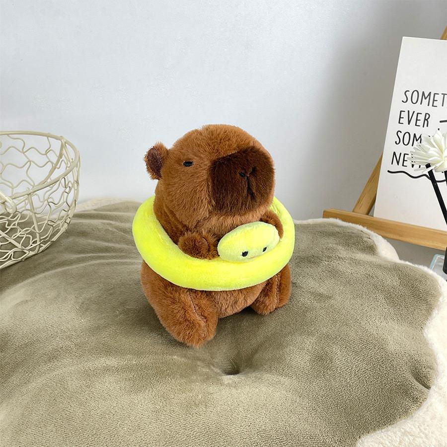 Capybara Swimming Circle Plush Keychain Doll Pendant Bag Decoration Gift Kids
