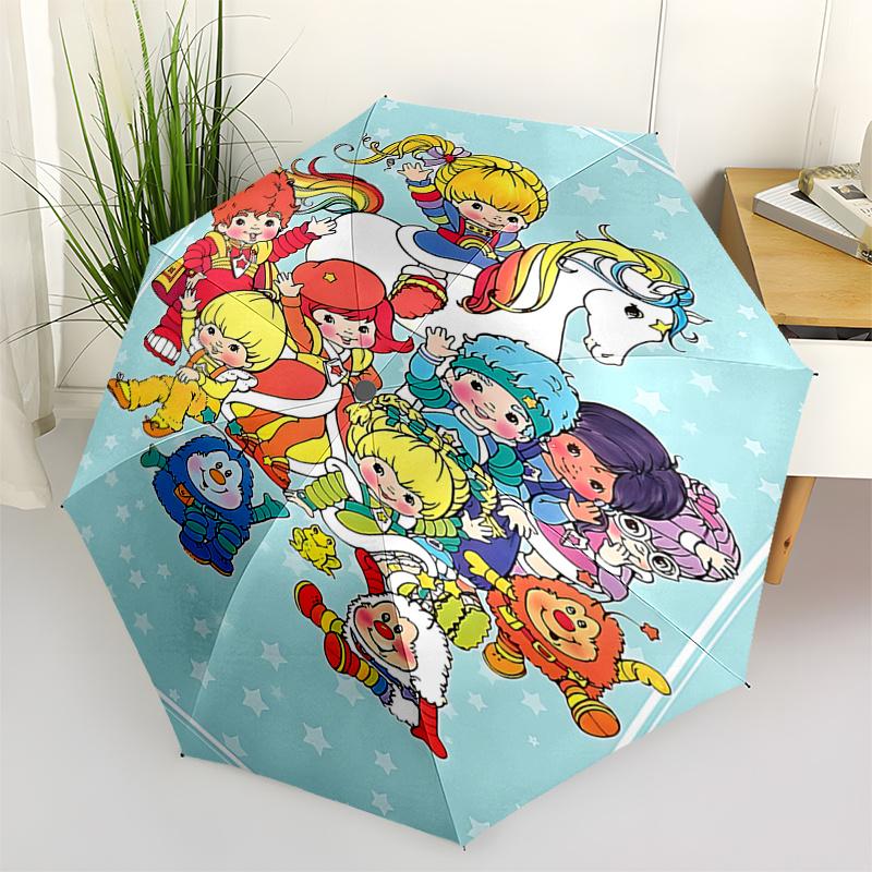 Rainbow Friends Automatic Opening/Closing Umbrella with Foldable Design and 8-Bone Iron Frame - Perfect for Outdoor Use, Festive Gifts, Trav