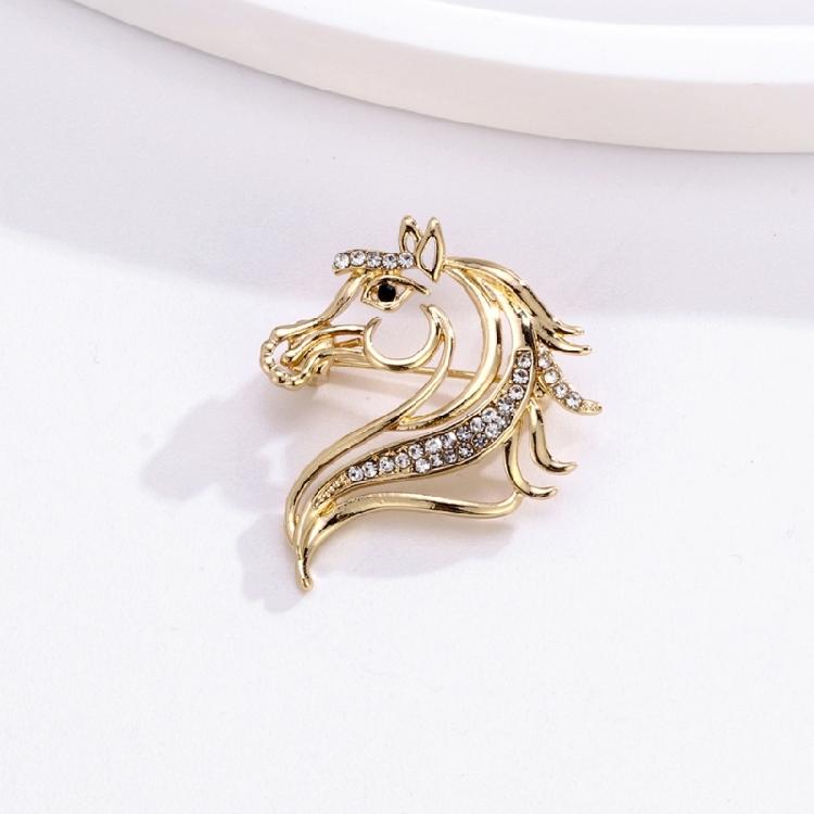 Shining Horse Head Decorative Pin Brooch Premium Alloy Material Crystal Accents Versatile For Daily Occasions Party