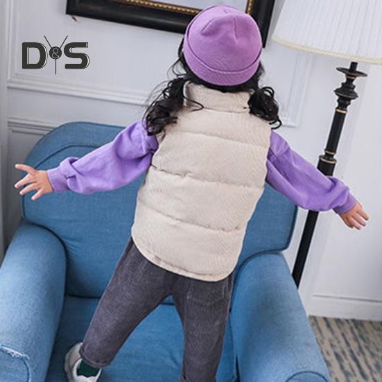 Детское зимнее пальто унисекс, толстый жилет без рукавов, застежка на молнию и пуговицы, с подкладкой, однотонный отложной воротник, спортивная повседневная жилетка, пальто