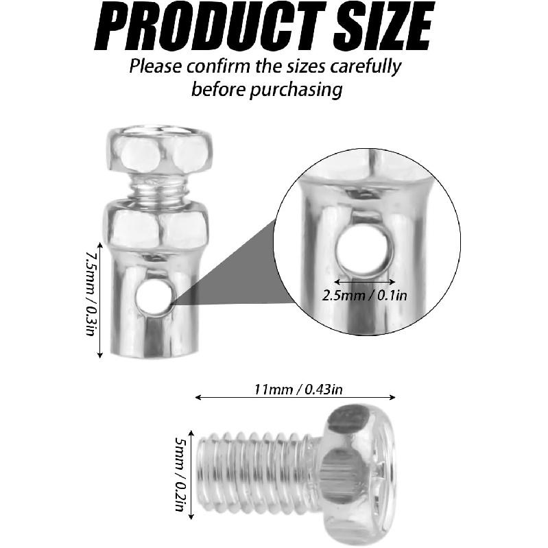 20 шт. Универсальные концы тросиков сцепления, тормоза, газа 1/8", Стопоры тросика газа для картинга, Набор для ремонта, Обжимные концы тормозного тросика для велосипеда