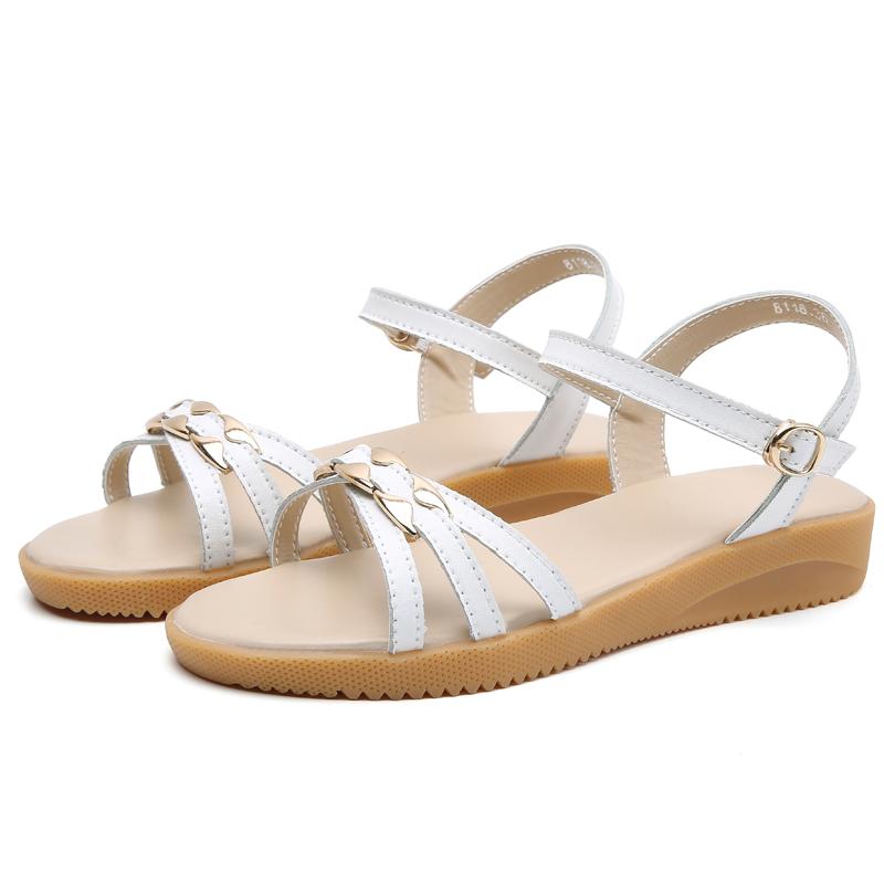 Женские сандалии летние базовые вещи для улицы нарядные повседневные туфли с открытым носком римские сандалии большого размера для девочек белые сандалии