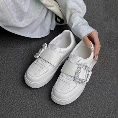 Модная осенняя новая повседневная спортивная обувь женская модная круглая головка с глубоким ртом и стразами квадратная пряжка мягкая подошва одинарные туфли