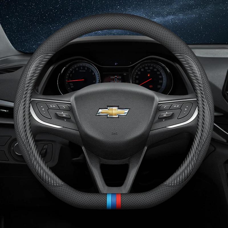AABHO1 Leather Car Steering Wheel Cover for Chevrolet Chevy Malibu Spark tracker Cruze Sonic Camaro Equinox Volt Seeker Accessories