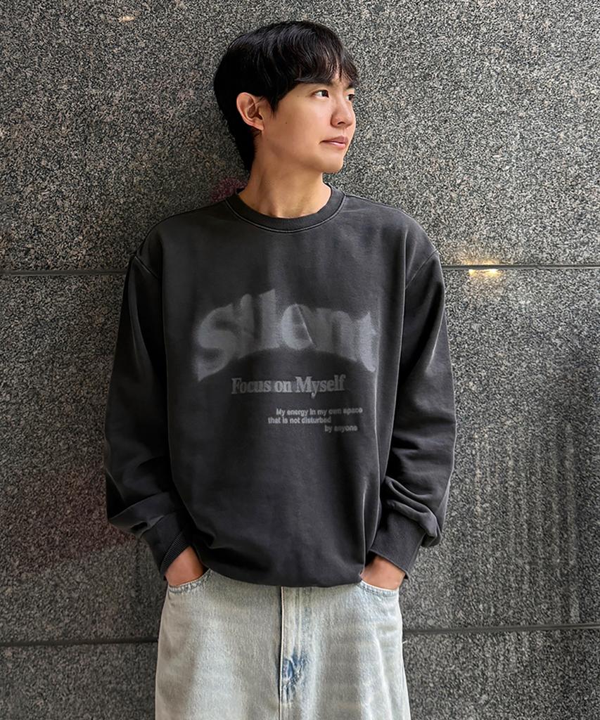 CHASECULT Unisex Pigment Lettering Sweatshirt - Charcoal