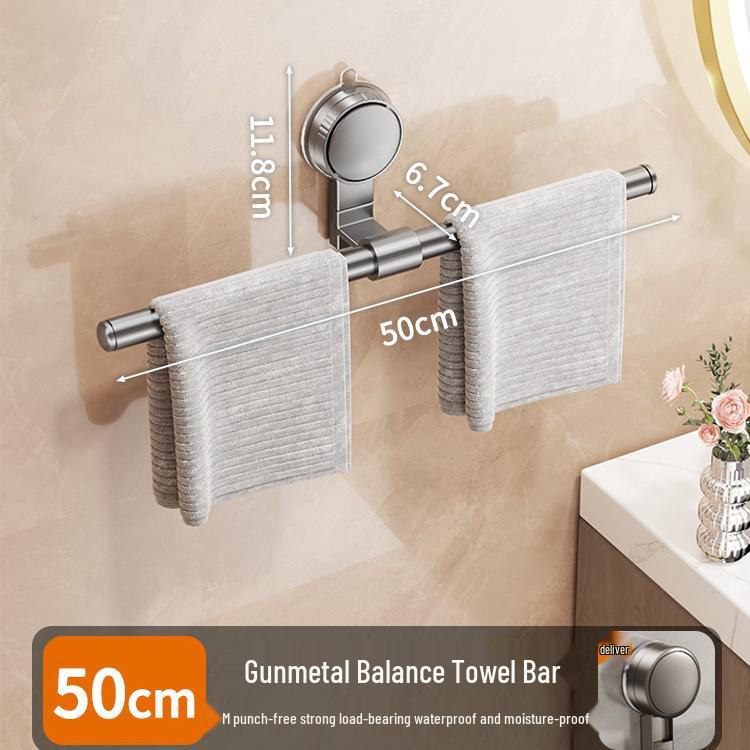 No-Drill Bathroom Towel Rack with Suction Cup - Towel Bar & Storage Shelf
