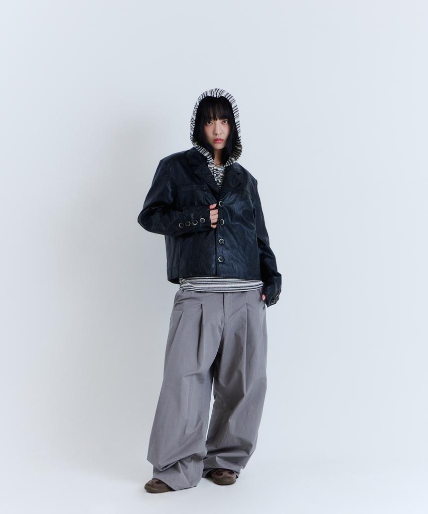 PARADIGMFILM [Ep.03] Sleek Leather Crop Blazer (Black)