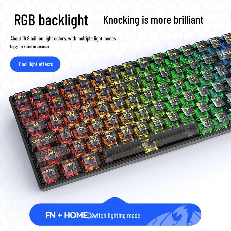 K840 Проводная механическая клавиатура с RGB-подсветкой и кастомным дизайном с трещинами