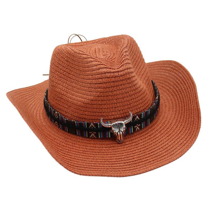 Cowboy straw hat Tibetan sun hat cow hat ethnic style straw knight hat beach hat
