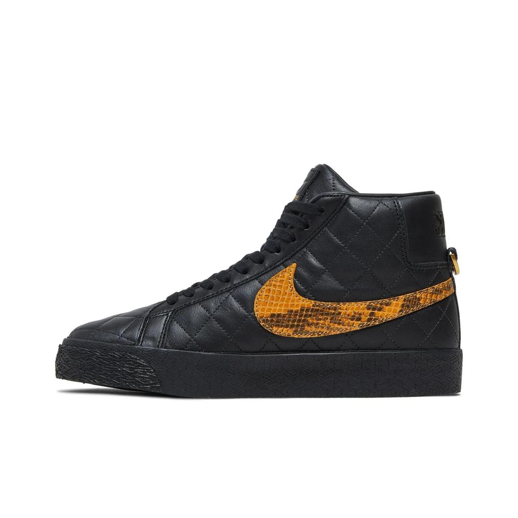 Nike Zoom Blazer Mid QS SB 'Черная змеиная кожа' (унисекс) Черные / Черные скейт-туфли DV5078 001