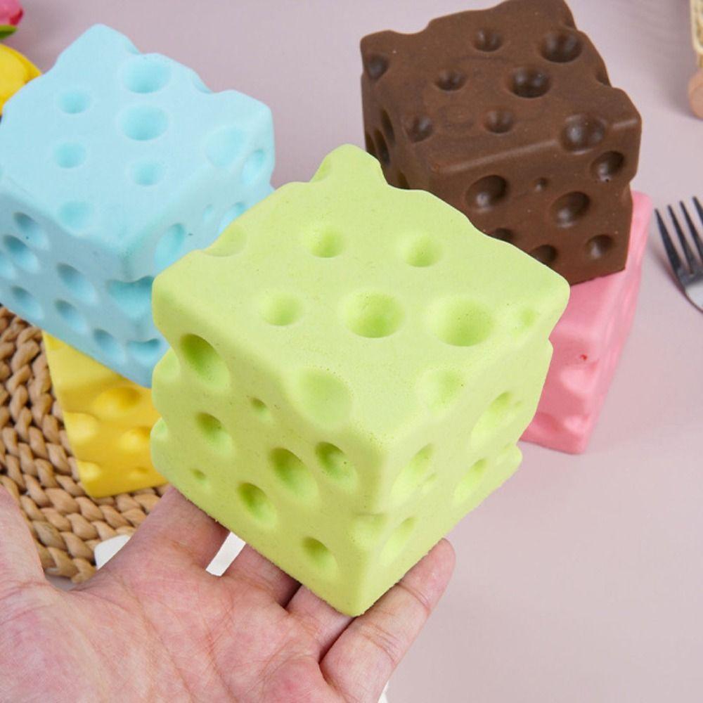 PU Slow rebound Cheese Squeezed Cube 5/7cm Cheese Stress Ball Cheese Pinch Office Desk Toy
