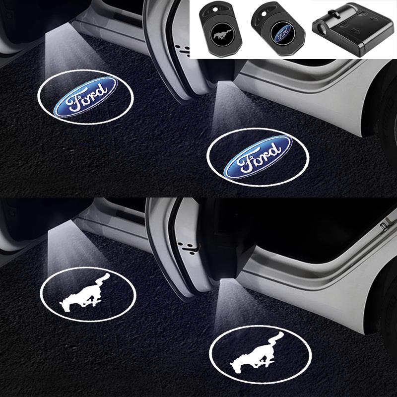 1pcs Car LED Car Door Welcome Lamp Laser Courtesy Lights For Ford Mustang Fiesta Mk7 Ranger Mondeo Fusion Escape Kuga Edge Focus AOY1