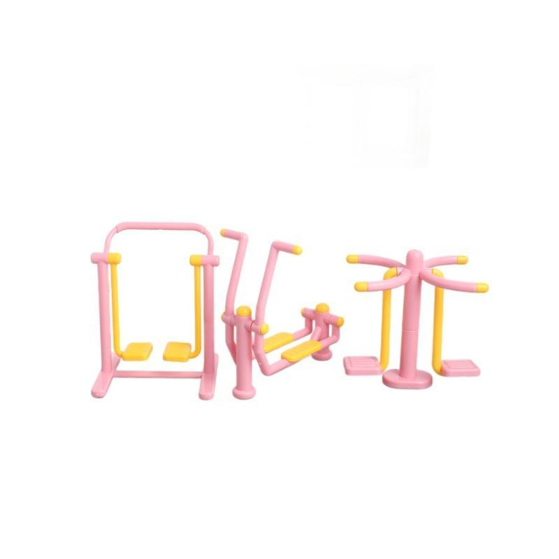 1 Set Miniature Pink Playground Fitness Toy Set Lifelike Tiny Model for Dollhouse Kids Pretend Play Hobby Collection