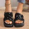 Fashion Women Elegant Wedge Sandals Summer Pumps Platform Sandal Roman Crystal Peep Toe Sandal Ladies Glistening Slippers Plus Size 42