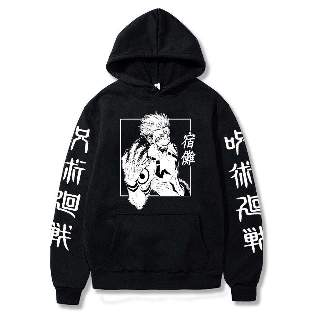 Jujutsu Kaisen Anime Sukuna Graphic Printed Hoodies Vintage Oversized Hooded Casual Long Sleeves Hoodie Men Women Clothes