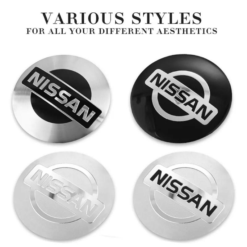 CNENFU1 4Pcs/Set Car Styling Aluminum Metal Wheel Center Hub Caps Badge Sticker For Nissan X-trail RogueQashqai Sport RogueAltima Versa