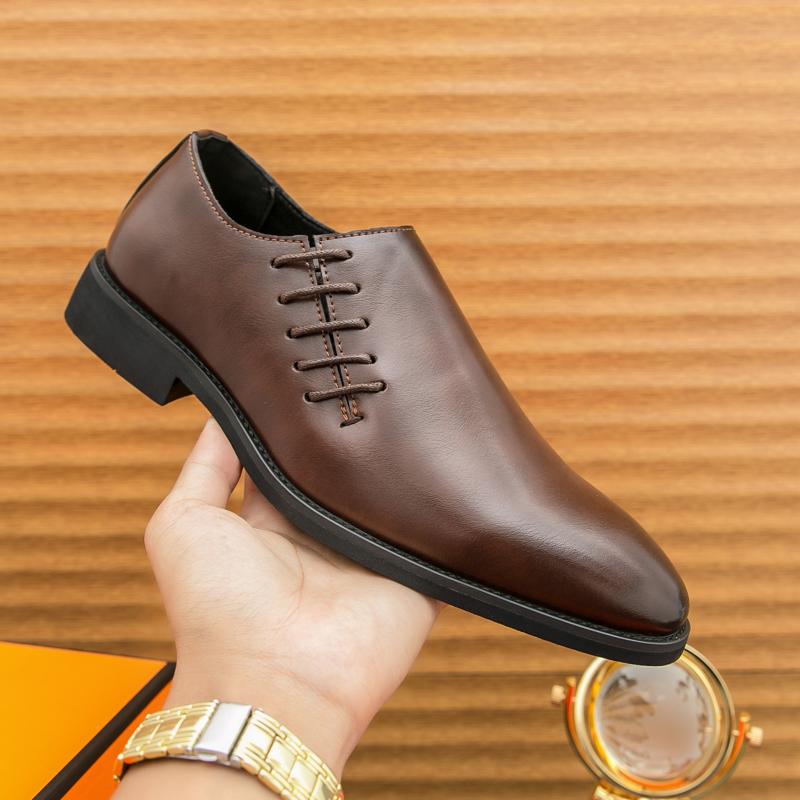Мода Мужская Мода Туфли Дерби Заостренные Черные Коричневые Европейские Американские Деловые Брендовые Туфли Президентские Социальные Туфли Размеры 38-46
