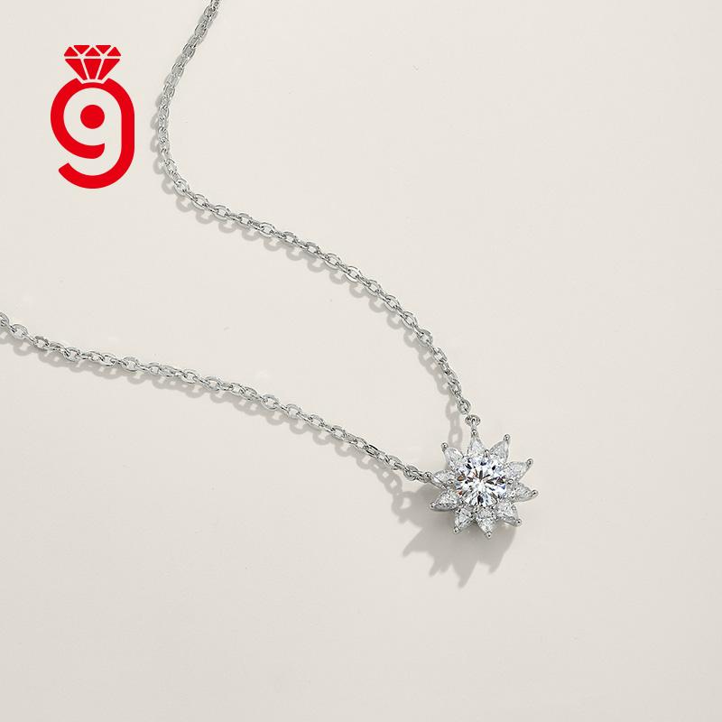 Radiant Sunflower S925 Silver VVS Multi Pear Halo Multi-Prong Dainty Cable Chain GRA Certified Daily Moissanite Pendant Necklace