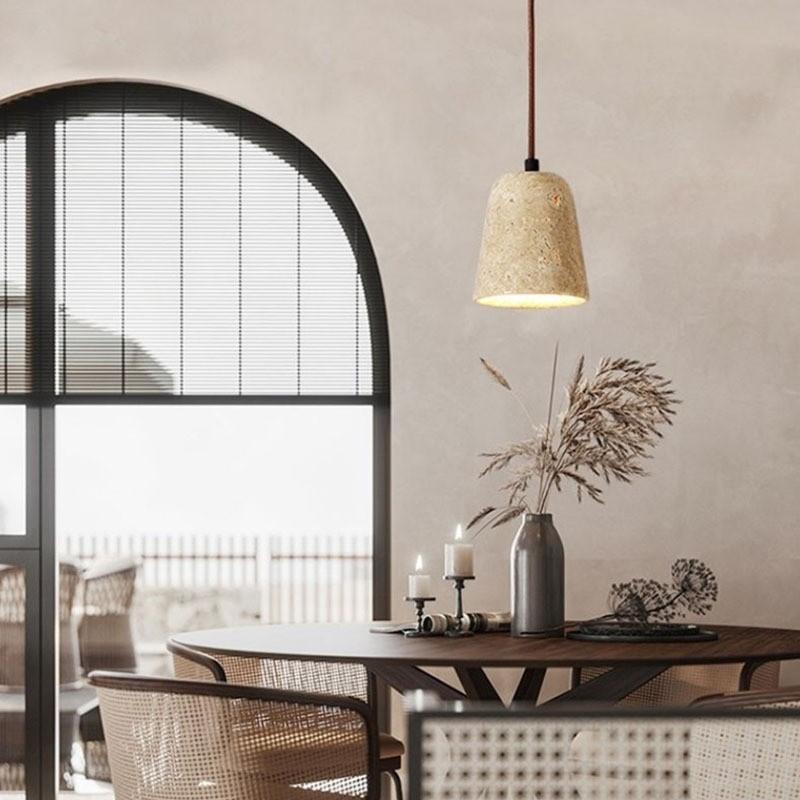 Маленький подвесной светильник LED Ретро Желтый Камень с отверстиями Прикроватный Спальня Столовая Освещение Подвесной светильник Подвесной светильник