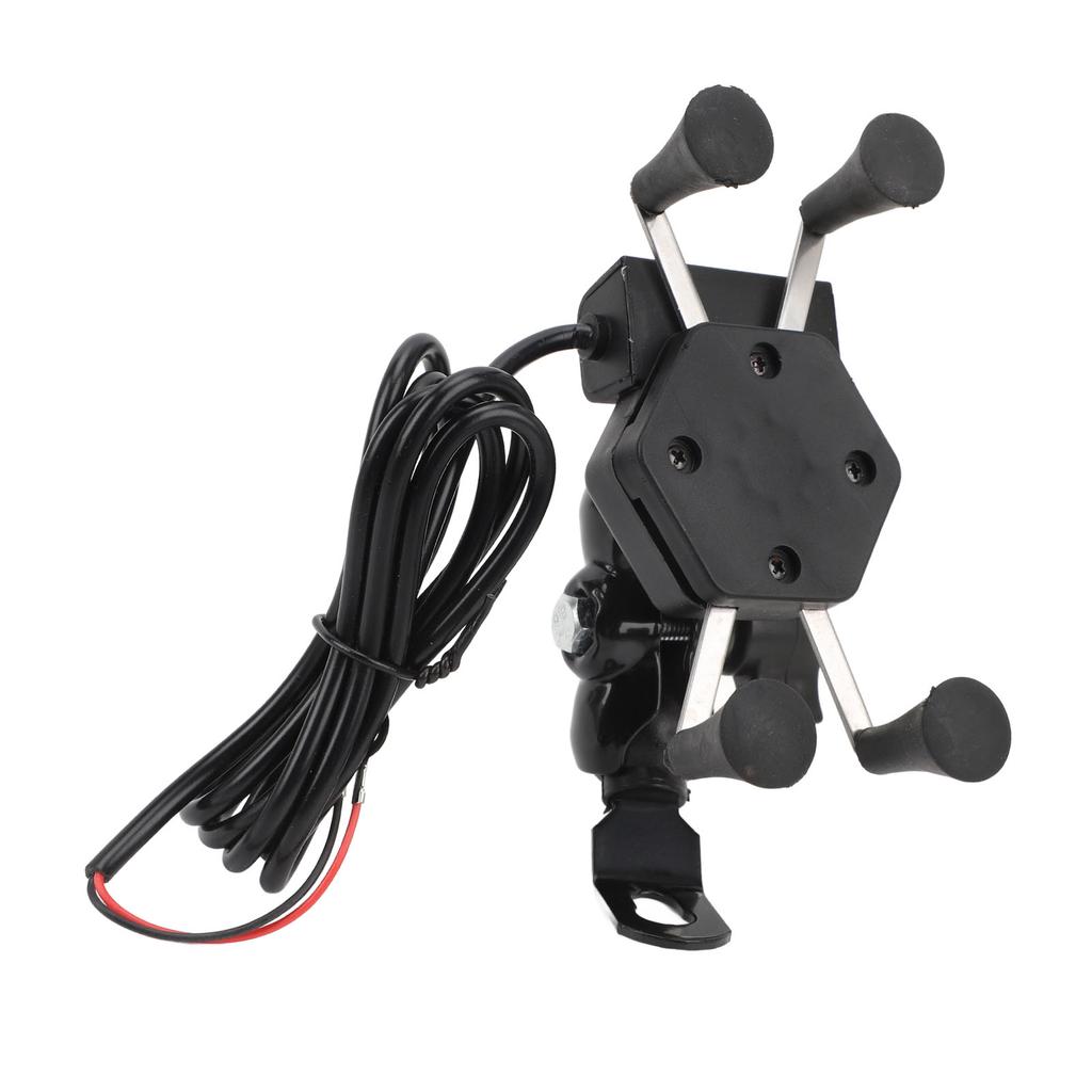 Motorcycle Phone Holder 5V 2A USB Port 360 Degree Rotation X Type Charger Bracket Navigation Stand