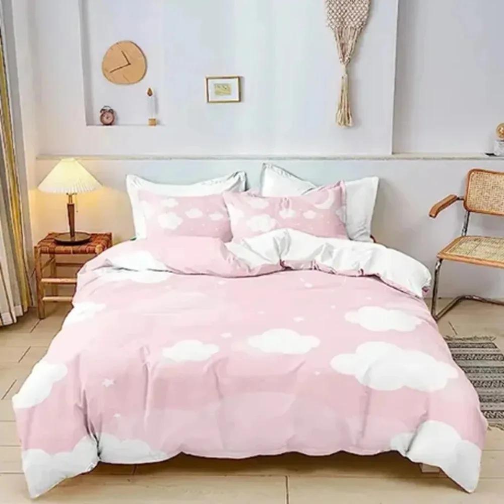 Rainbow duvet set cartoon bedroom 3-piece set for boys and girls adults super cute polyester soft breathable comfortable anime b