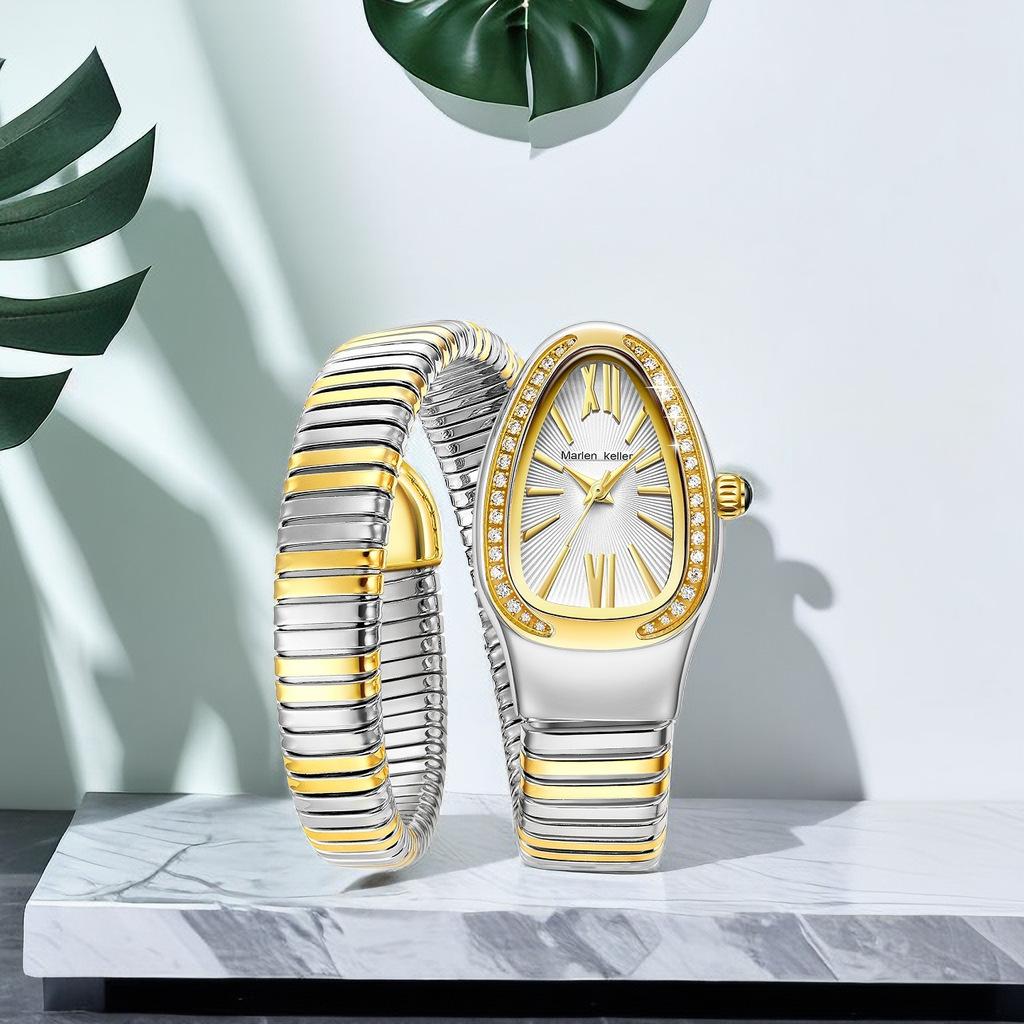 Элегантный дизайн женских часов Уникальный браслет в форме змеи Женские кварцевые наручные часы Лучший подарок